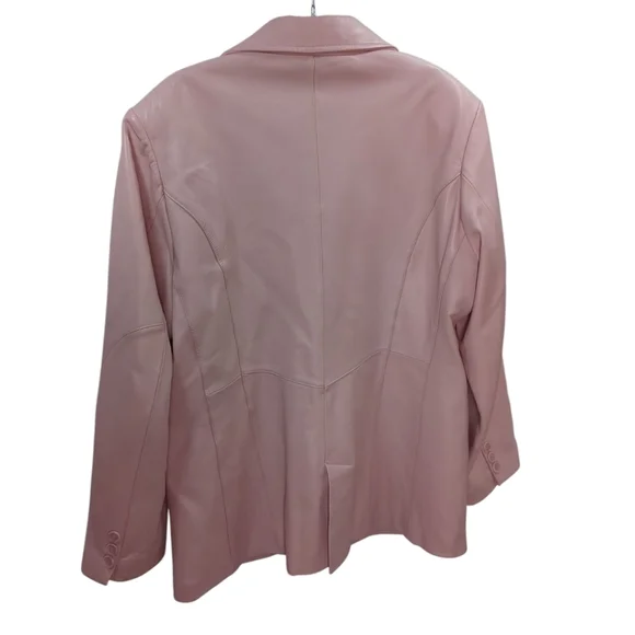 Pamela McCoy Blush Baby Pink Leather Blazer Jacket SZ Large Lk New! - Picture 4 of 7